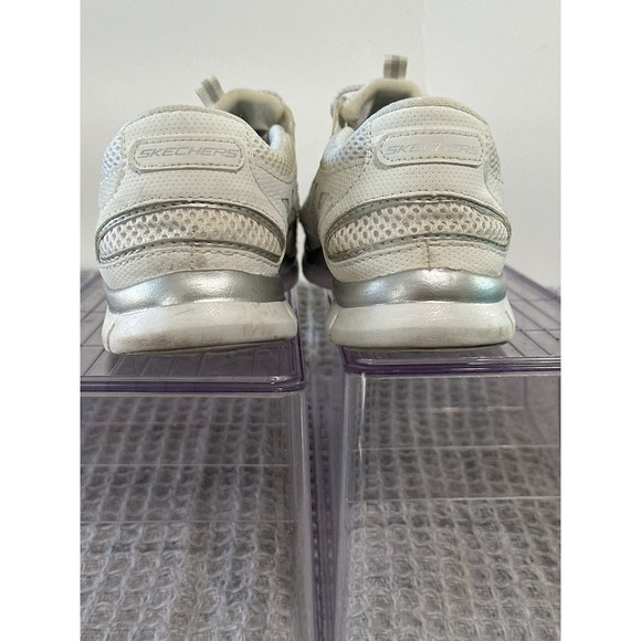 Skechers Sneakers Slip On Walking Shoes‎ Memory Foam White Silver Size 8 - Picture 2 of 6